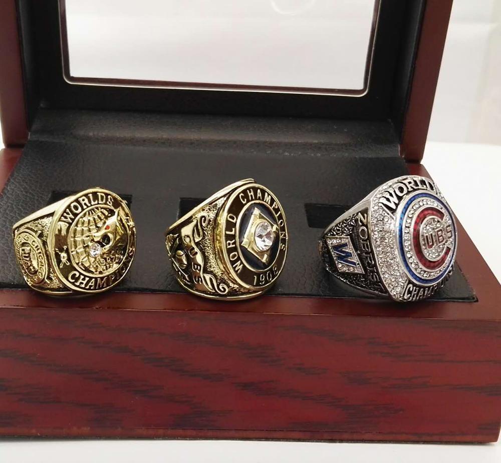 Chicago Cubs World Series 3 Ring Set (1907, 1908, 2016) – Rings For Champs