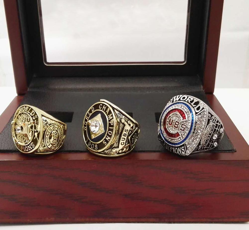 Chicago Cubs World Series 3 Ring Set (1907, 1908, 2016) - Rings For Champs, NFL rings, MLB rings, NBA rings, NHL rings, NCAA rings, Super bowl ring, Superbowl ring, Super bowl rings, Superbowl rings, Dallas Cowboys