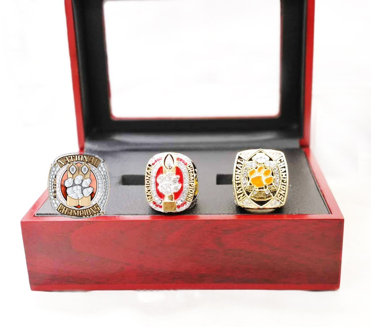 Clemson Tigers College National Championship 3 Ring Set (1981, 2016, 2018) - Rings For Champs, NFL rings, MLB rings, NBA rings, NHL rings, NCAA rings, Super bowl ring, Superbowl ring, Super bowl rings, Superbowl rings, Dallas Cowboys