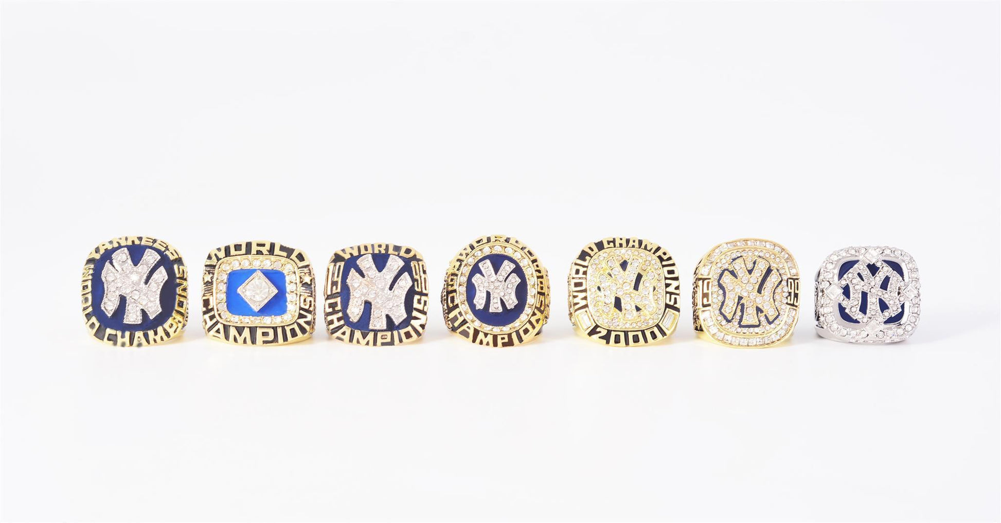 New York Yankees World Series 7 Ring Set (1977, 1978, 1996, 1998, 1999, 2000, 2009) - Rings For Champs, NFL rings, MLB rings, NBA rings, NHL rings, NCAA rings, Super bowl ring, Superbowl ring, Super bowl rings, Superbowl rings, Dallas Cowboys
