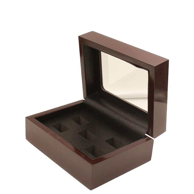 Solid Wooden Box?with Clear Display (5 Holes) - Rings For Champs, NFL rings, MLB rings, NBA rings, NHL rings, NCAA rings, Super bowl ring, Superbowl ring, Super bowl rings, Superbowl rings, Dallas Cowboys